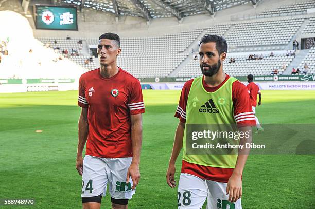 Jean Mehdi Tahrat and Mehdi Makhedjouf of Red Star during the football Ligue 2 match between Red Star fc and Stade Brestois 29 Brest at Stade Jean...