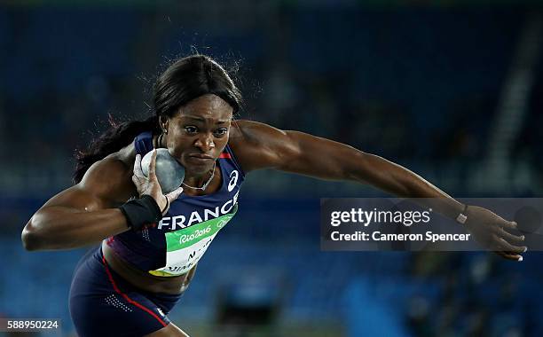 Antoinette Nana Djimou Ida of France during the Women's Heptathlon Shot Put Qualifying Round - Group B on Day 7 of the Rio 2016 Olympic Games at the...