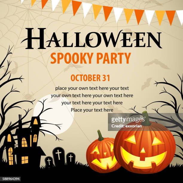 halloween spooky party - surprise party stock illustrations