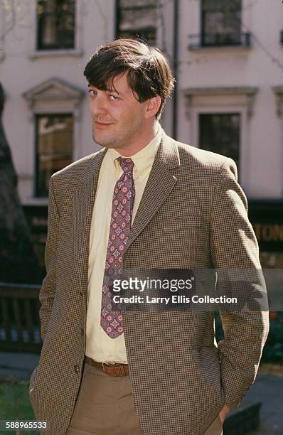 English actor and comedian Stephen Fry, circa 1995.
