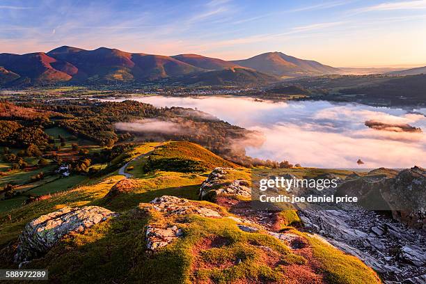 first light, catsbells, keswick, lake district, uk - keswick stock pictures, royalty-free photos & images