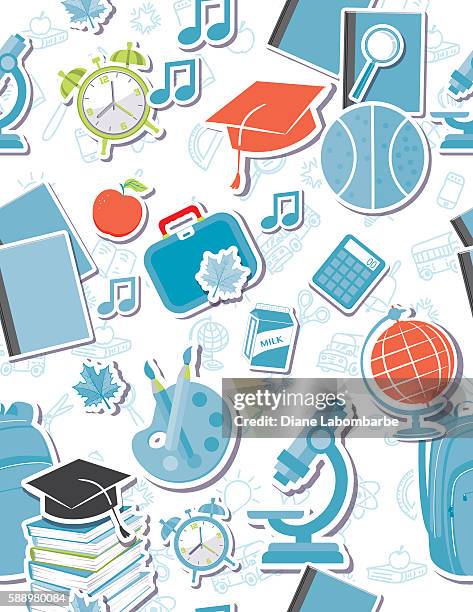 back to school supplies background - fall leaf pile stock illustrations