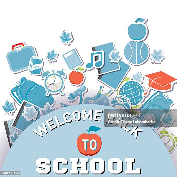back to school supplies background - fall leaf pile stock illustrations
