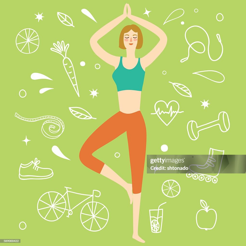 Chica De Dibujos Animados Haciendo Ejercicio De Yoga Ilustración de stock - Getty Images Chica De Dibujos Animados Haciendo Ejercicio De Yoga Ilustración de stock - Getty Images