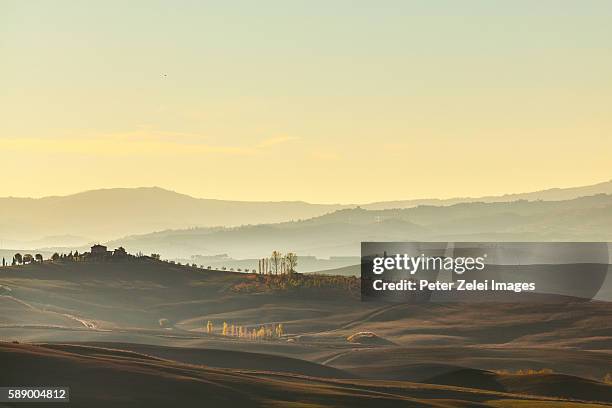landscape in tuscany - campo arato foto e immagini stock