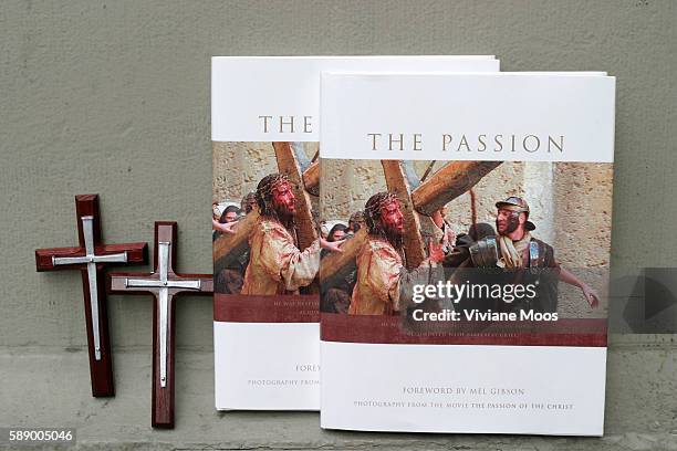 Days before the opening of Mel Gibson's film "The Passion of Christ," the book on the film appears, along with other books on the same subject at the...
