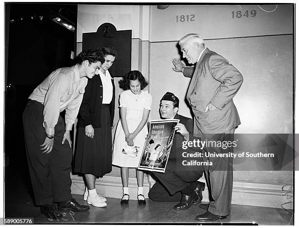 American Education Week at Patriotic Hall, Arnold Parath, 10 years, Marion Shapiro, 10 years, Esther Ellenbogen, 11 years, Actor Chill Wills OL Horn,...