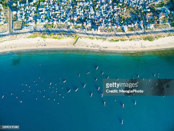 beautiful my khe beach from drone in da nang, vietnam - danang stock pictures, royalty-free photos & images