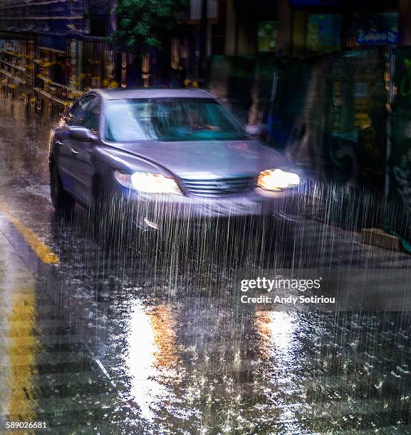 driving at night in the rain - car rain stock pictures, royalty-free photos & images