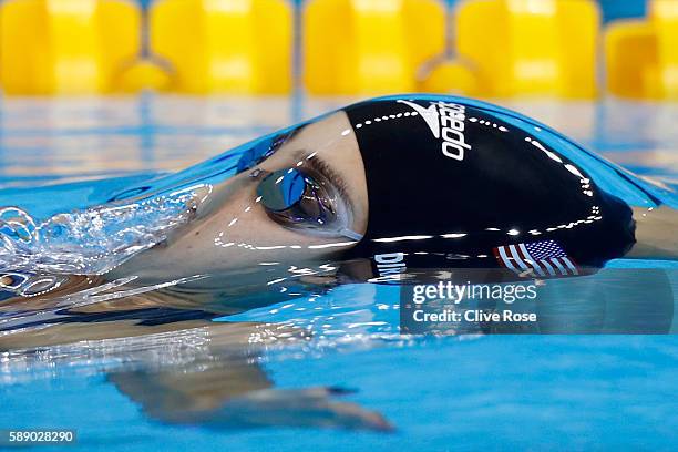Madeline Dirado of the United States competes in the Women's 200m Backstroke Final on Day 7 of the Rio 2016 Olympic Games at the Olympic Aquatics...