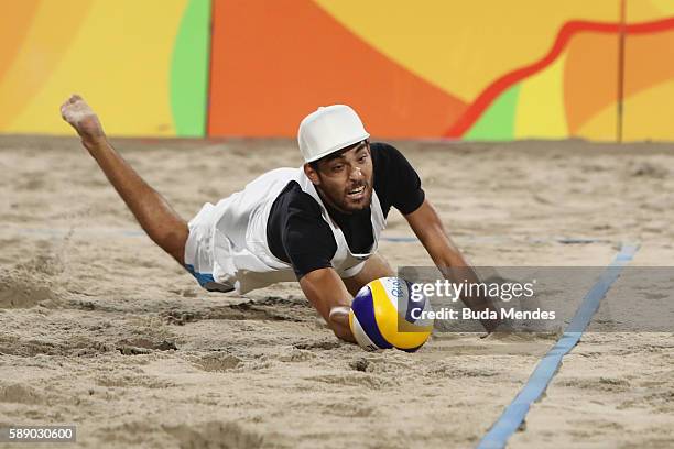 Daniele Lupo of Italy in action during the Men's Round of 16 match against Alex Ranghieri and Adrian Ignacio Carambula Raurich of Italy on Day 7 of...