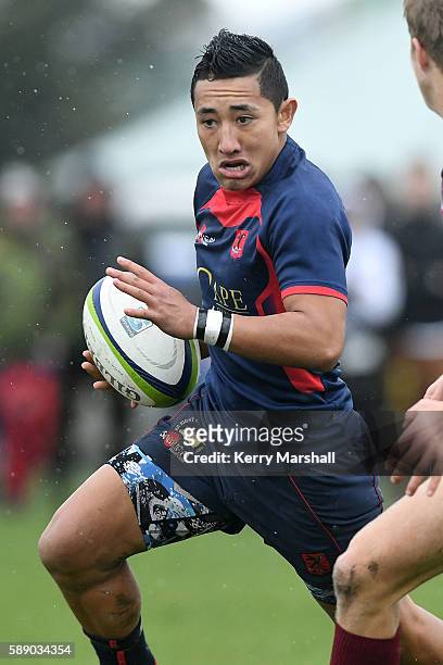 Lincoln McClutchie of Hastings Boys High School trybound during the Super Eight 1st XV Final match between Hastings Boys High and Hamilton Boys High...