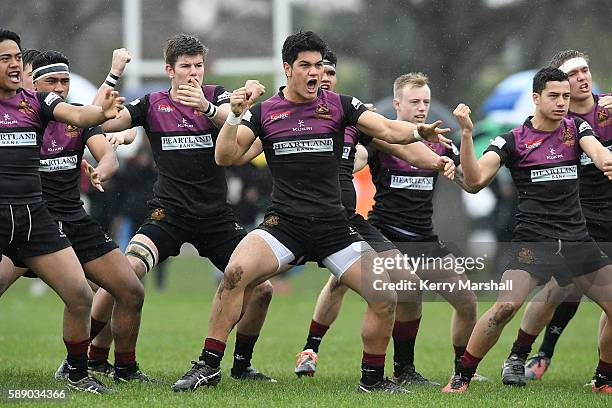 Hamilton Boys High School lay down the challenge before the Super Eight 1st XV Final match between Hastings Boys High and Hamilton Boys High at...