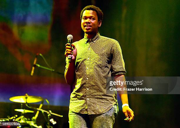 Recording artist Shamir performs onstage at the "LoveSong" premiere and performance by Shamir during Sundance NEXT FEST at The Theatre at The Ace...