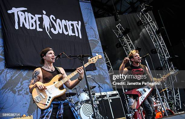 Rory Given and Gavin Merlot of Tribe Society perform in concert at at Nikon at Jones Beach Theater on August 12, 2016 in Wantagh, New York.