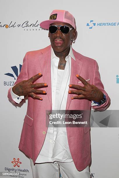 Retired NBA player Dennis Rodman attends 16th Annual Harold And Carole Pump Foundation Gala - Arrivals at The Beverly Hilton Hotel on August 12, 2016...