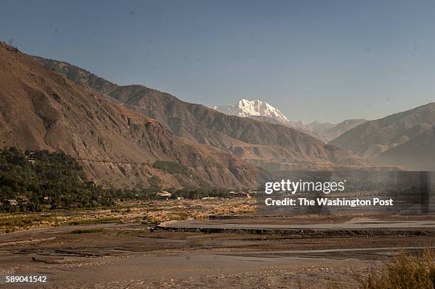 Chitral Valley, Pakistan A view of Tirich Mir, the highest peak of Hindkush range in upper Chitral at 25,289 feet high on July 21, 2016 in Chitral...