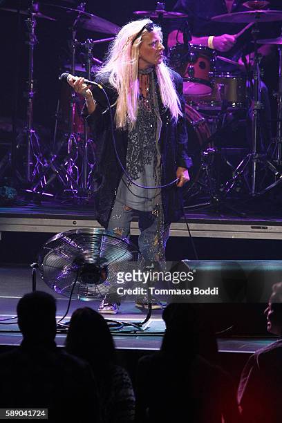 Singer Dale Bozzio of Missing Persons performs on stage at the 80's Weekend held at Microsoft Theater on August 12, 2016 in Los Angeles, California.