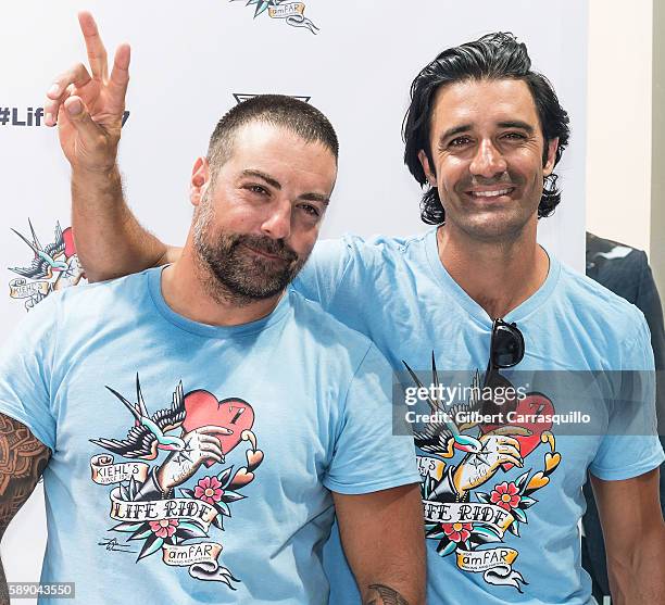 Personality, Anthony Carrino and actor Gilles Marini attends the 7th Annual Kiehl's Since 1851 LifeRide for amfAR Philadelphia finale celebration at...