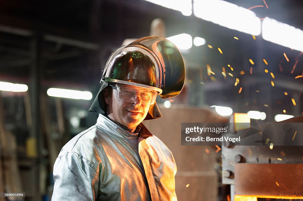 Steel worker in foundry