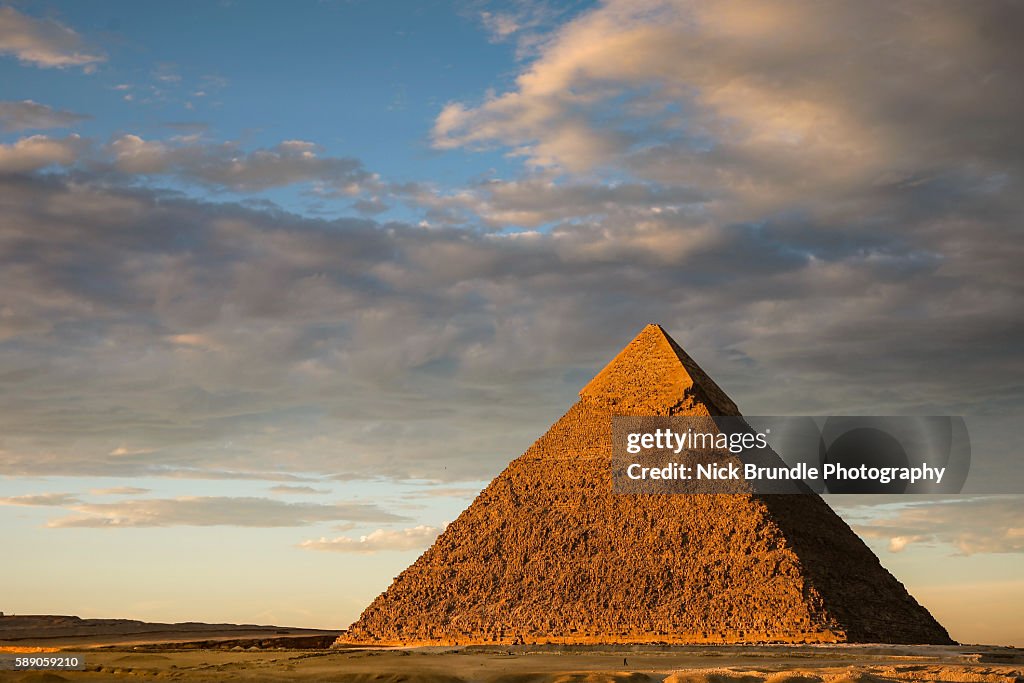 Sunset at the Chephren Pyramid, Giza, Cairo, Egypt