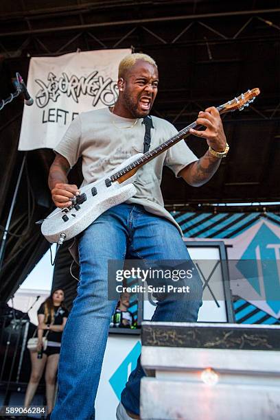 Dan Clemont of Set It Off performs at the Vans Warped Tour at White River Amphitheatre on August 12, 2016 in Auburn, Washington.