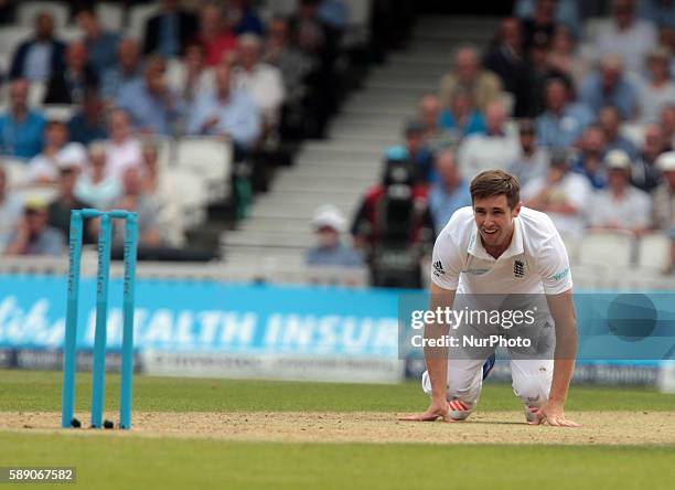 England's Chris Woakes during Day Three of the Fourth Investec Test Match between England and Pakistan played at The Kia Oval Stadium, London on...