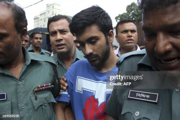 University of Toronto student Tahmid Hasib Khan leaves after his court appearance in the Bangladesh capital Dhaka on August 13, 2016. - Bangladeshi...
