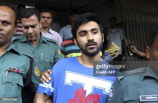 University of Toronto student Tahmid Hasib Khan leaves after his court appearance in the Bangladesh capital Dhaka on August 13, 2016. - Bangladeshi...