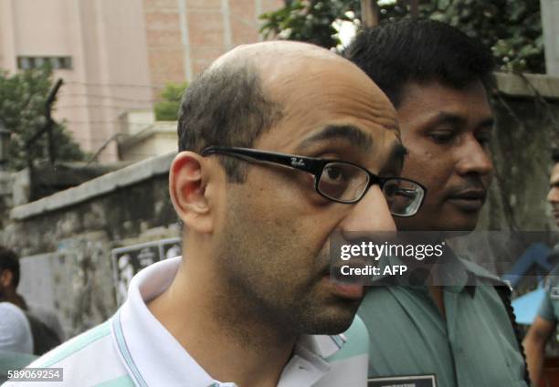 British national Hasnat Karim leaves after his court appearance in the Bangladesh capital Dhaka on August 13, 2016. - Bangladeshi police have...