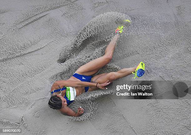 Paraskevi Papahristou of Greece competes in Women's Triple Jump Qualifying on Day 8 of the Rio 2016 Olympic Games at the Olympic Stadium on August...