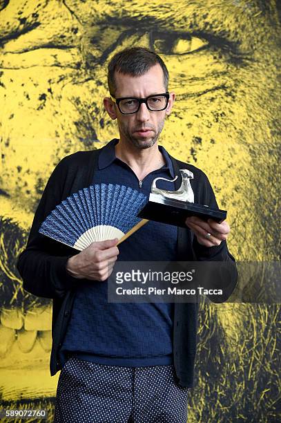 Director Joao Pedro Rodriguez poses with the Pardo for Best Direction during the 69th Locarno Film Festival on August 13, 2016 in Locarno,...
