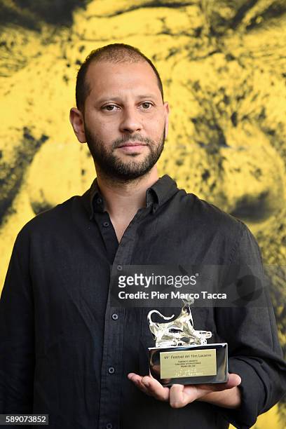 Camilo Restrepo poses with Pardino d'argento SRG SSR for International Competition during the 69th Locarno Film Festival on August 13, 2016 in...