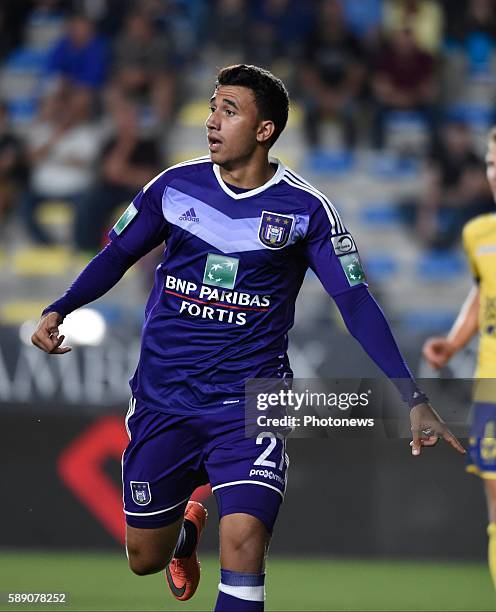 August 12:Mahmoud Ibrahim Trezeguet Hassan forward of RSC Anderlecht pictured during the Jupiler Pro league match between STVV and RSC Anderlecht at...