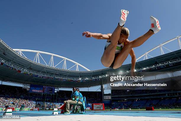 Jennifer Oeser of Germany competes in the Women's Heptathlon Long Jump on Day 8 of the Rio 2016 Olympic Games at the Olympic Stadium on August 13,...