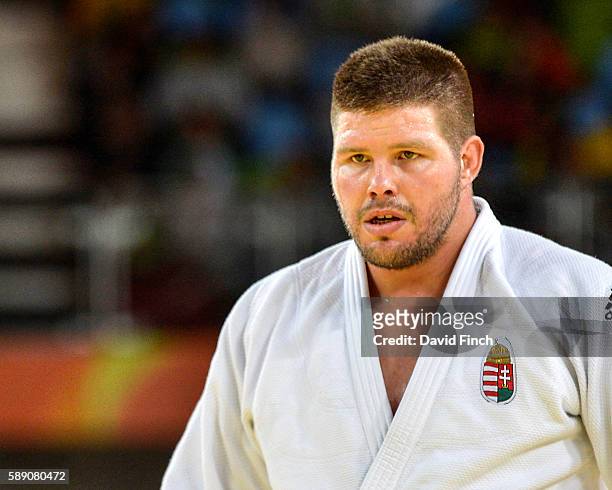 Barna Bor of Hungary defeated Faicel Jaballah of Tunisia to win their o100kg contest during day 7 of the 2016 Rio Olympic Judo on Friday, August...