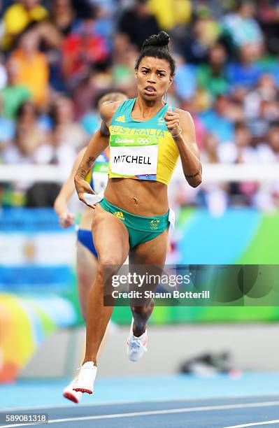 Morgan Mitchell of Australia competes in round one of the Women's 400m on Day 8 of the Rio 2016 Olympic Games at the Olympic Stadium on August 13,...