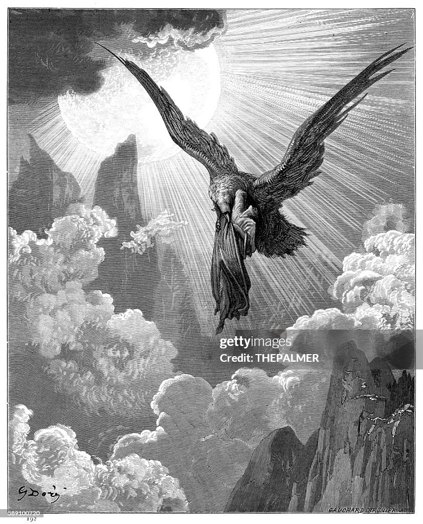 Dante and the eagle engraving 1870