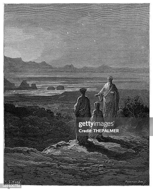 dante, virgil and cato engraving 1870 - virgil stock illustrations