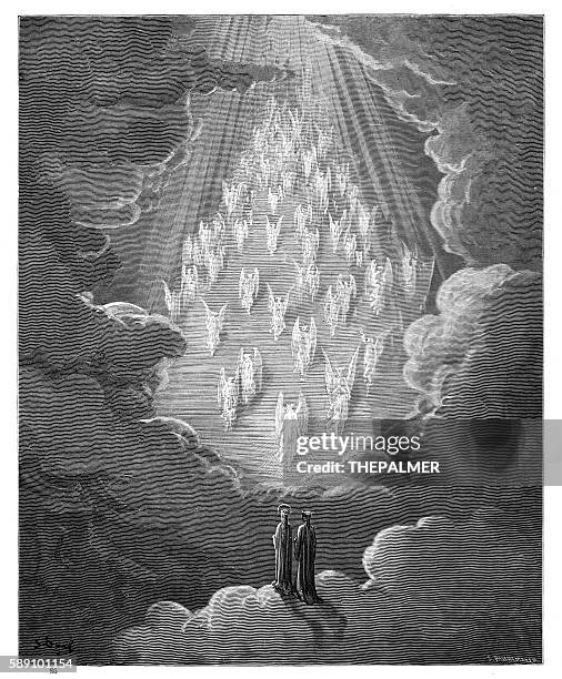 seventh sphere saturn paradiso 1870 - gustave dore stock illustrations