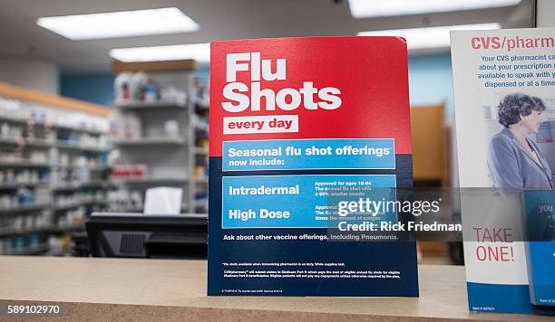 Sign for Flu Shots at the CVS Pharmacy in the South End of Boston, MA after Boston Mayor Thomas M. Menino declared a public health emergency in...