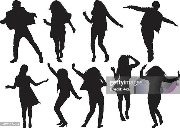 people dancing - silouhette people stock illustrations