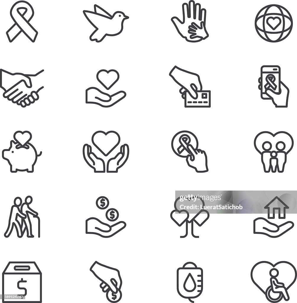 Charity and Donation Line icons | EPS10