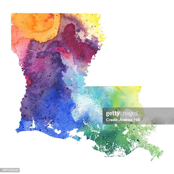1 599 Louisiana Map Stock Photos High Res Pictures And Images Getty Map Of Louisiana With Watercolor Texture Raster 