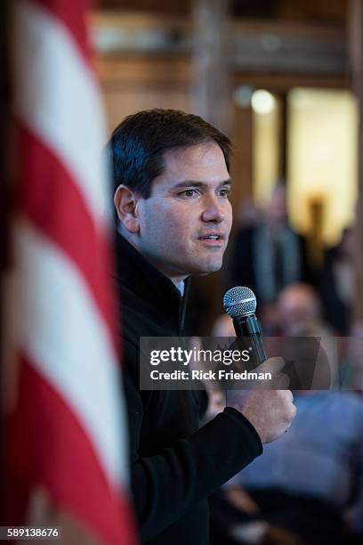Senator Marco Rubio, Republican of Florida at a town hall meeting in Hollis, NH. Rubio is a potential 2016 Presidential candidate.