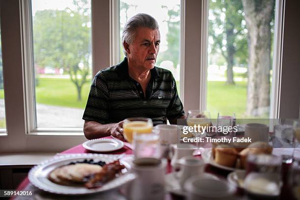 American novelist John Irving, photographed at his home in Dorset, Vermont.