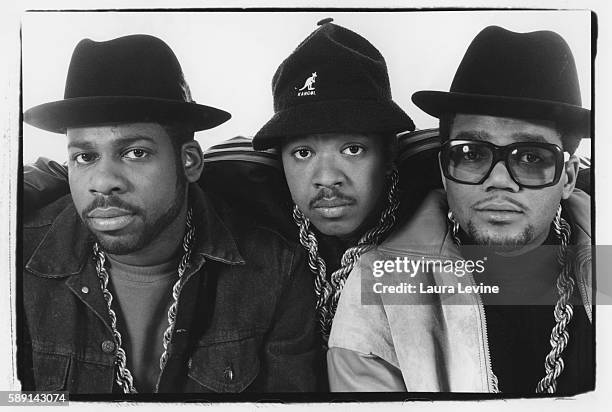 Hip hop group Run-DMC: Jason "Jam-Master Jay" Mizell, Joseph "Rev Run" Simmons and Darryl "D.M.C." McDaniels, circa 1980.