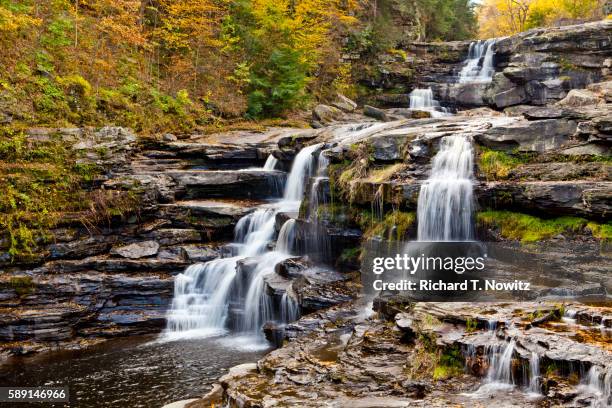 wallenpaupack creek waterfalls - montanhas pocono imagens e fotografias de stock