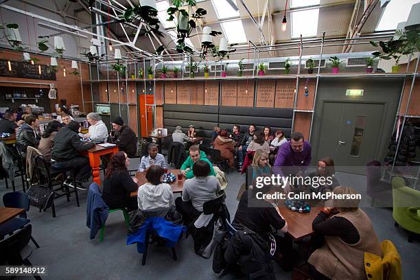 Drinkers in The Brink, a non-alcohol bar and restaurant in Parr Street, Liverpool. The charity-run establishment was opened at the end of September...