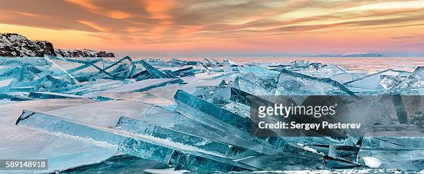baikal ice - snow landscape stock pictures, royalty-free photos & images